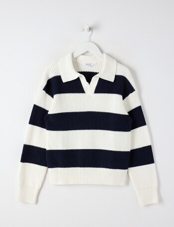 Switch Stripe Polo Jumper, Navy & Vanilla product photo