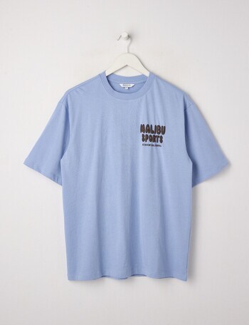 Switch Malibu Sports Short Sleeve Oversized Tee, Sky & Chocolate product photo