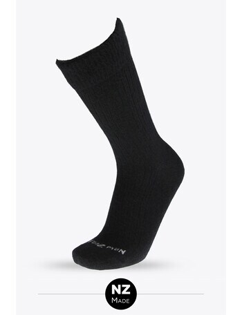 NZ Sock Co. Possum Comfort Top Crew Sock, Black product photo