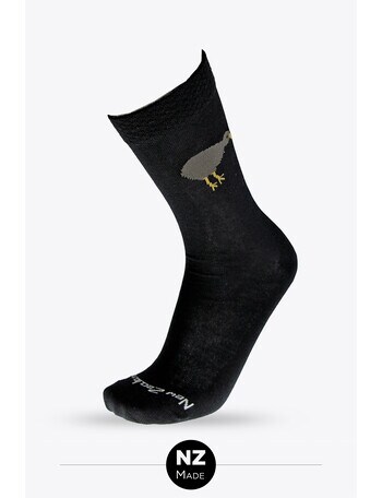 NZ Sock Co. Tourist Kiwi Merino Crew Sock, Black product photo