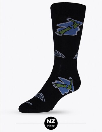 NZ Sock Co. Tourist NZ & Mountains Merino Sock, Black product photo