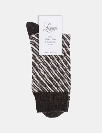 Levante Clara Wool Cashmere Chevron Crew Sock, Shadow product photo