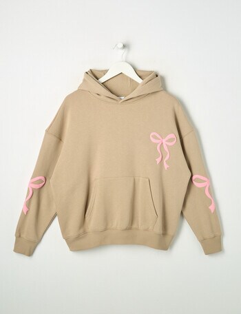 Switch Bows Oversized Hoodie, Natural & Pink product photo
