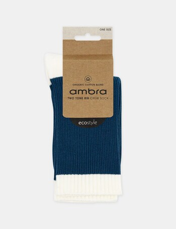 Ambra Organic Cotton 2 Tone Rib Crew Socks, Empress product photo