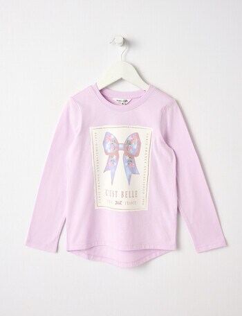 Mac & Ellie Watercolour Bows Long Sleeve Tee, Lavender product photo
