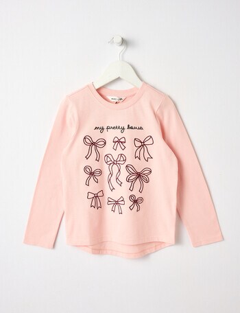Mac & Ellie Embroidered Bows Long Sleeve Tee, Dusk product photo