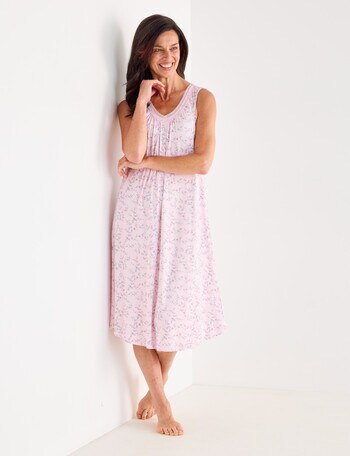 Ruby & Bloom Print Sleeveless V-Neck Nightie, Pink, 10-20 product photo