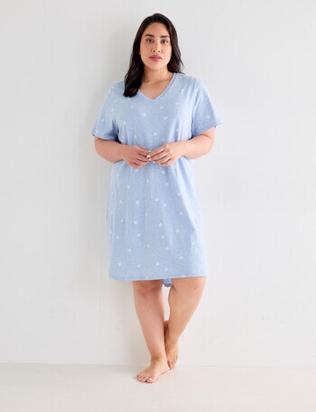 Studio Curve Sleep Hibiscus T-Shirt Nightie, Blue Marle product photo