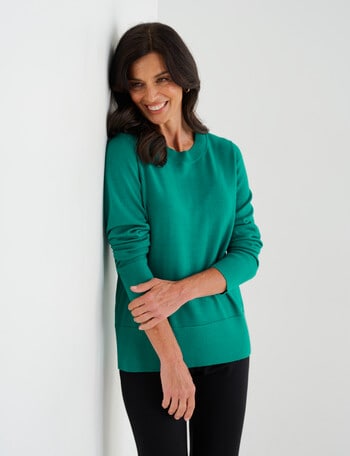 Ella J Merino Crew Neck Jumper, Emerald product photo