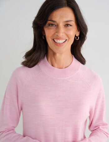 Ella J Merino Turtle Neck Jumper, Pale Pink product photo