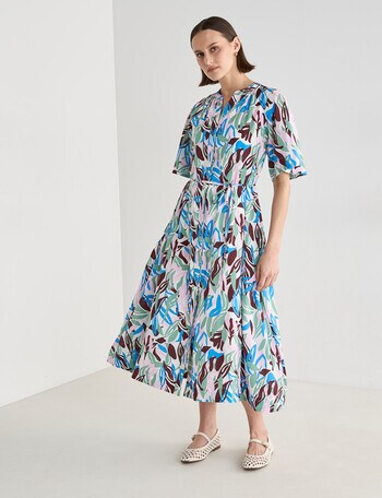 Jigsaw Ceres Flutter Sleeve Midi Dress, Print product photo