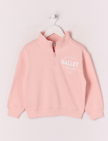 Mac & Ellie Ballet Studio 1/4 Zip Crew Neck Sweatshirt, Dusk product photo