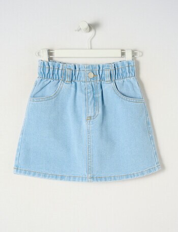 Mac & Ellie Denim Paperbag Waist Skirt, Light Blue product photo