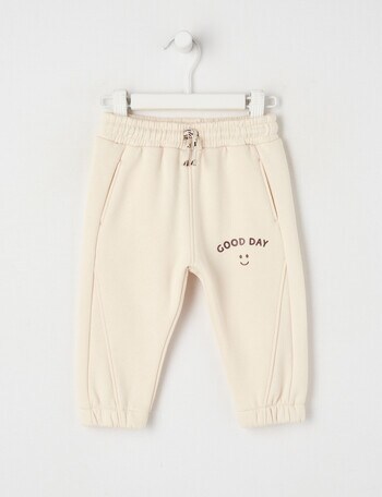 Teeny Weeny Fleece Track Pant, Chalk product photo