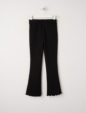 Mac & Ellie Flare Rib Fleece Leggings, Black product photo