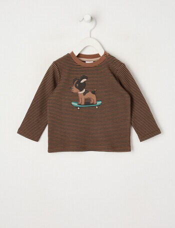 Teeny Weeny Stripe Skate Long Sleeve Tee, Tea Stain product photo