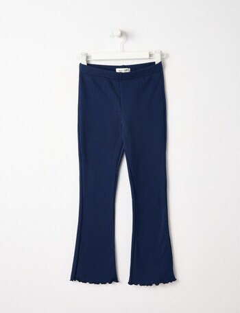 Mac & Ellie Flare Rib Fleece Leggings, Navy product photo