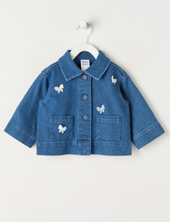 Teeny Weeny Hearts & Bows Denim Jacket, Denim Blue product photo