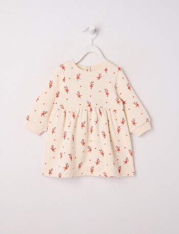 Teeny Weeny Play Time Fleece Ballerina Dress, Cream product photo