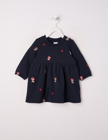 Teeny Weeny Play Time Fleece Mushroom Dress, Navy product photo