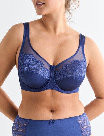 Caprice Milano Underwire Bra, Navy Peony, D-F product photo