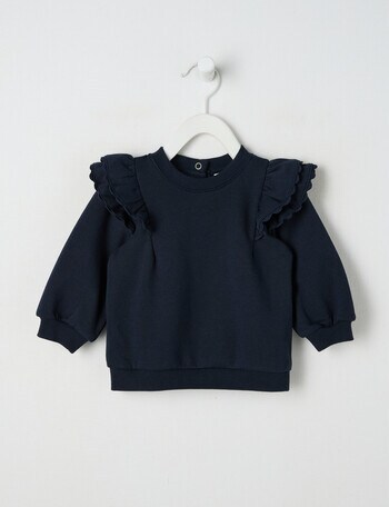 Teeny Weeny Play Time Fleece Frill Sweatshirt, Navy product photo