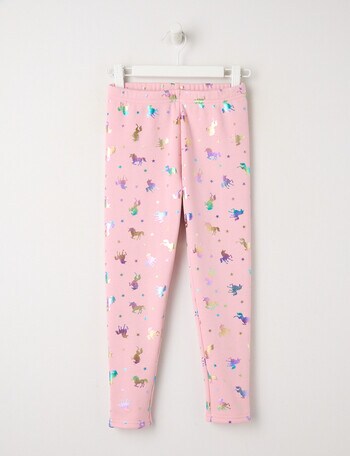 Mac & Ellie Unicorn Foil Full Length Cosy Fleece Leggings, Blush product photo