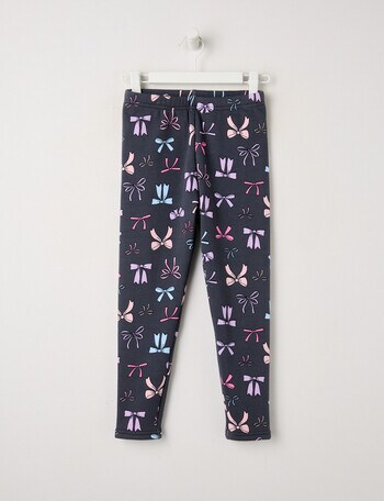 Mac & Ellie Bows Full Length Cosy Fleece Leggings, Charcoal product photo