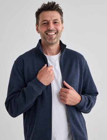 Chisel Fashion Fleece Zip Thru Jumper, Navy Marle product photo