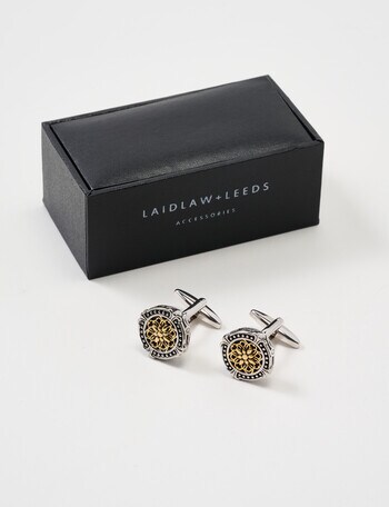 Laidlaw + Leeds Floral Cufflink, Silver product photo