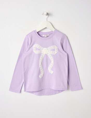 Mac & Ellie Crochet Bow Long Sleeve Tee, Lilac product photo