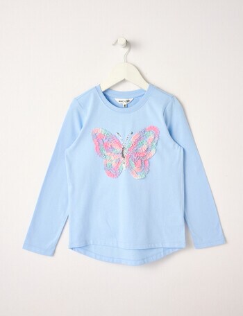 Mac & Ellie Applique Butterfly Long Sleeve Tee, Periwinkle product photo