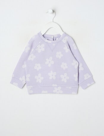 Teeny Weeny Merino Fashion Long-Sleeve Flower Sweatshirt, Lilac product photo