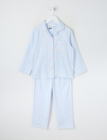 Sleep Mode Bows Flannel PJ Set, Blue, 2-8 product photo