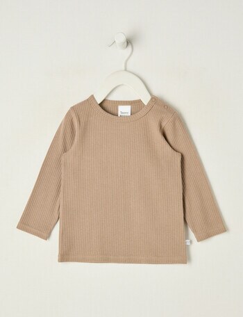 Teeny Weeny Rib Essentials Long-Sleeve Tee, Taupe product photo
