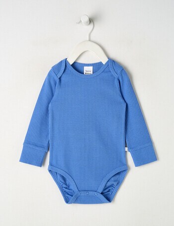 Teeny Weeny Rib Essentials Long-Sleeve Bodysuit, Blue product photo