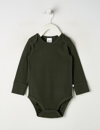 Teeny Weeny Rib Essentials Long-Sleeve Bodysuit, Forest Green product photo