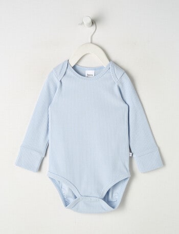Teeny Weeny Rib Essentials Long-Sleeve Bodysuit, Light Blue product photo