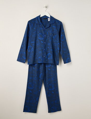 Sleep Squad Next Level Flannel PJ Set, Dark Blue, 8-16 product photo