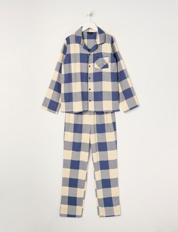 Sleep Squad Buffalo Check Flannel PJ Set, Indigo, 8-16 product photo