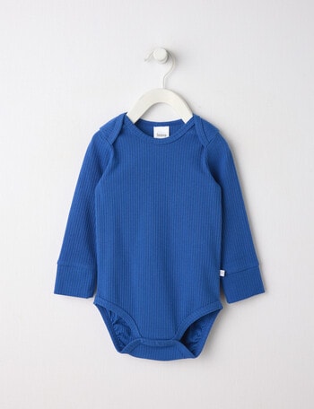 Teeny Weeny Essentials Rib Long-Sleeve Bodysuit, Electric Blue product photo