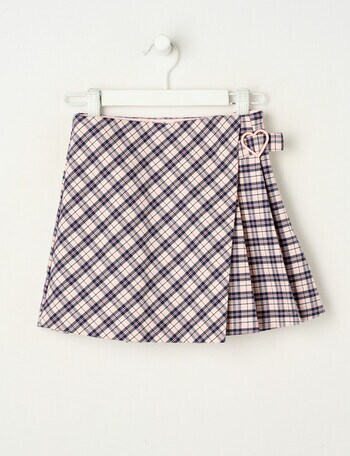 Heart Check Pleat Skirt, Dusk product photo