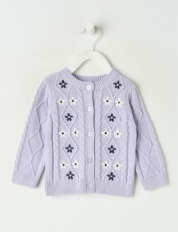 Teeny Weeny Hearts & Bows Flower Cardigan,Lilac product photo