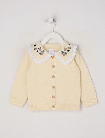 Teeny Weeny Heart & Bow Knit Cardigan, Cream product photo