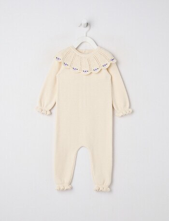 Little Bundle Forest Friends Knitted All in One, Cream product photo