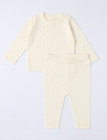 Little Bundle Forest Friends Knit Top & Pant, 2-Piece Set, Cream product photo