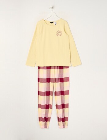 Sleep Squad Ma Cherie Knit Flannel PJ Set, Yellow, 8-16 product photo