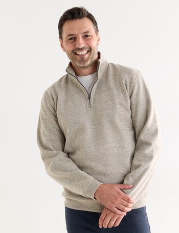 Chisel Miller 1/4 Zip Fleece Jumper, Light Brown Marle product photo