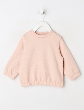 Teeny Weeny Heart & Bow Play Long-Sleeve Jacquard Sweatshirt, Pink product photo