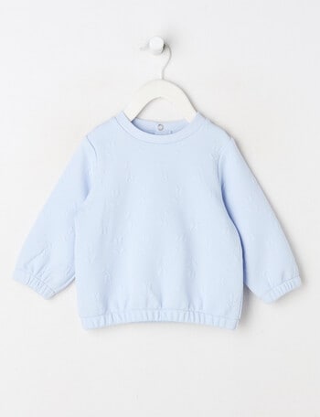 Teeny Weeny Heart & Bow Play Long-Sleeve Jacquard Sweatshirt, Blue product photo